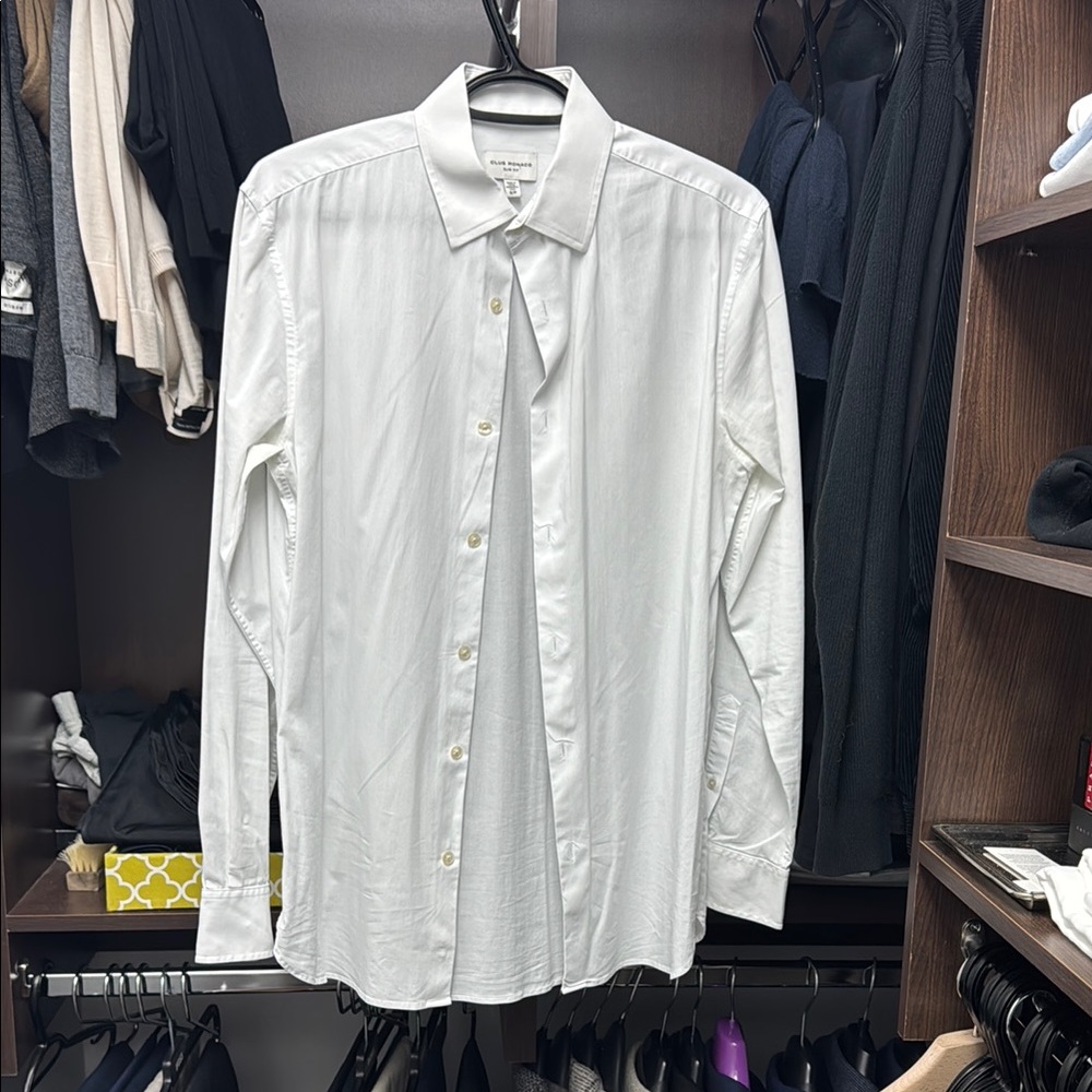Club Monaco White Dress Shirt Elegant Cotton Blend